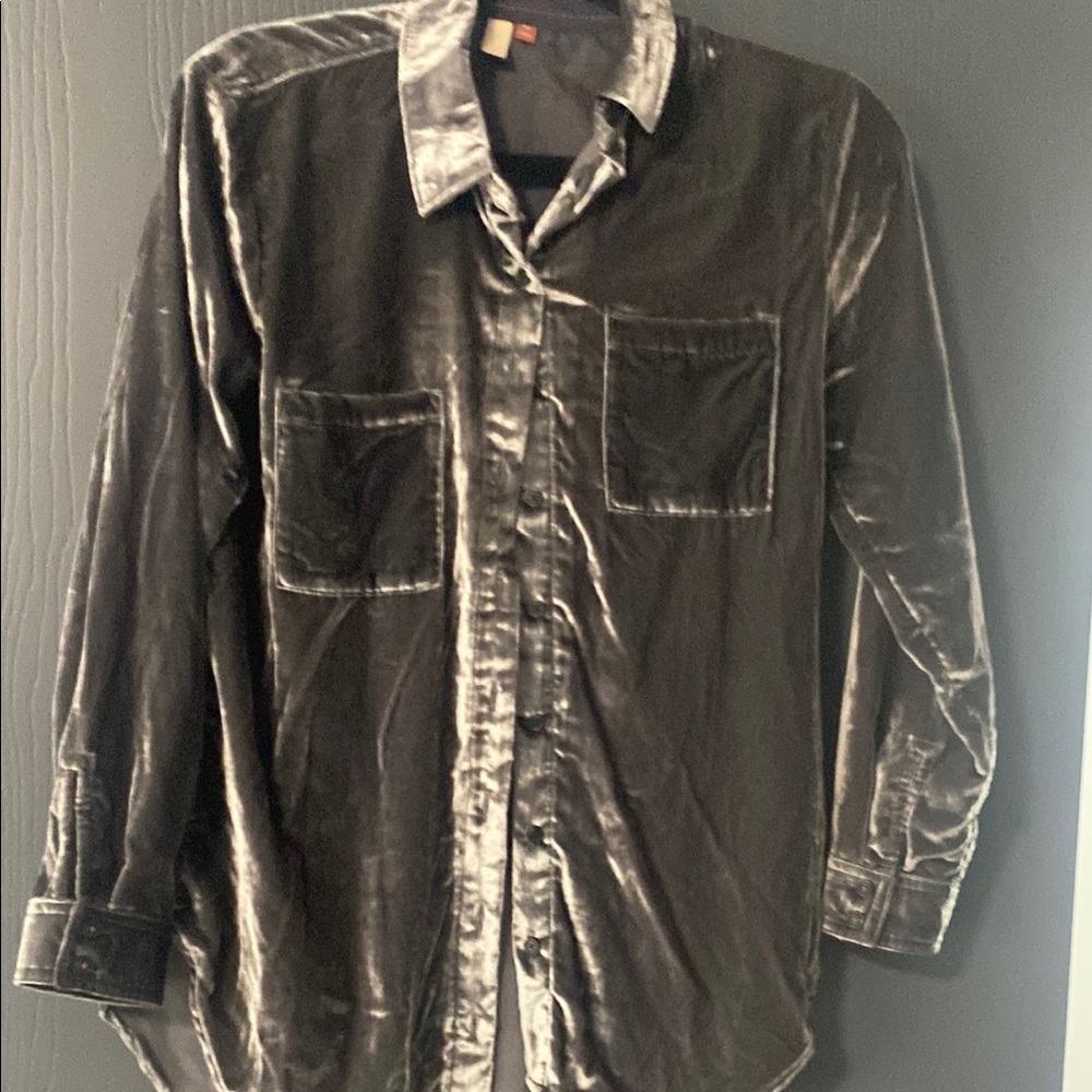 Pilcro Black Velvet Shirt